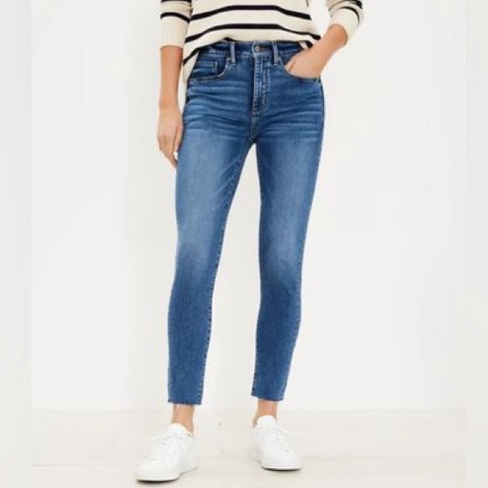 LOFT Blue Skinny Jeans High-Waisted Cropped